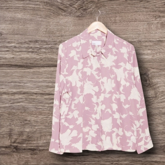 Nordstrom Lavender and White Long Sleeve Crepe Button Up Shirt Size 3X - Picture 1 of 3